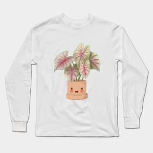 Cute Plant Illustration,Caladium Summer Breeze Illustration Long Sleeve T-Shirt